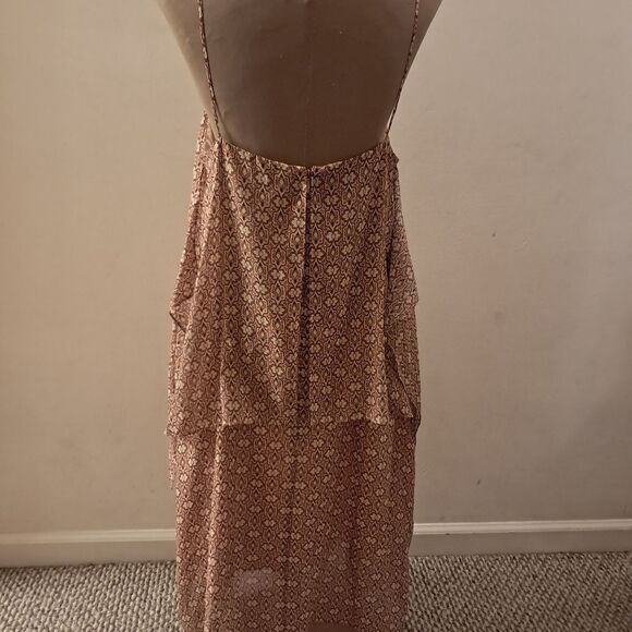 THEORY 100% Silk Tiered Sun Dress Spaghetti Strap Flowy Size Large Summer - Picture 5 of 10
